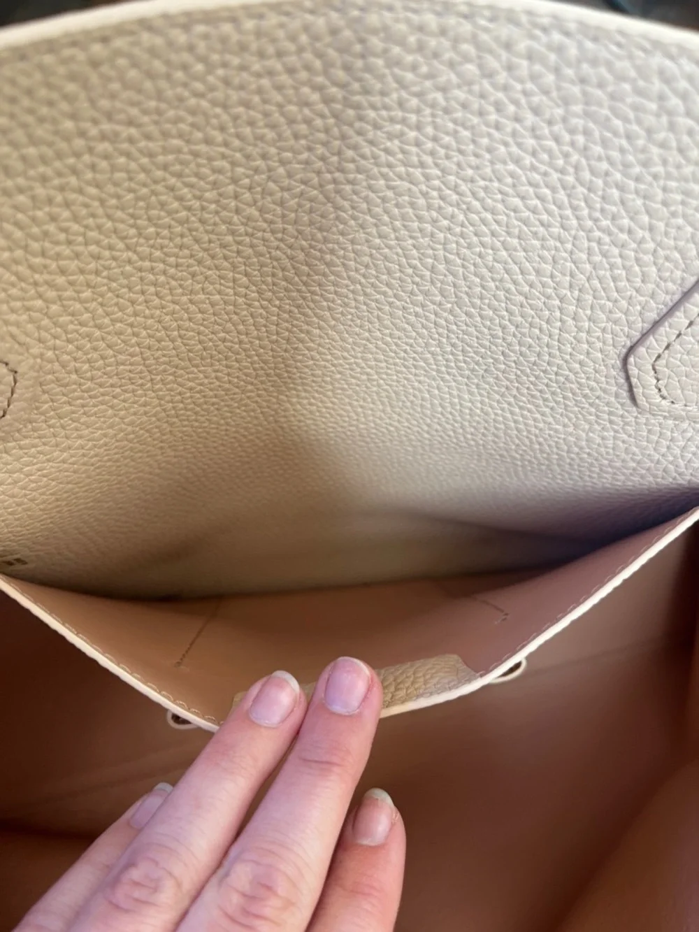 Tory Burch Light Beige Pebbled Leather Tote